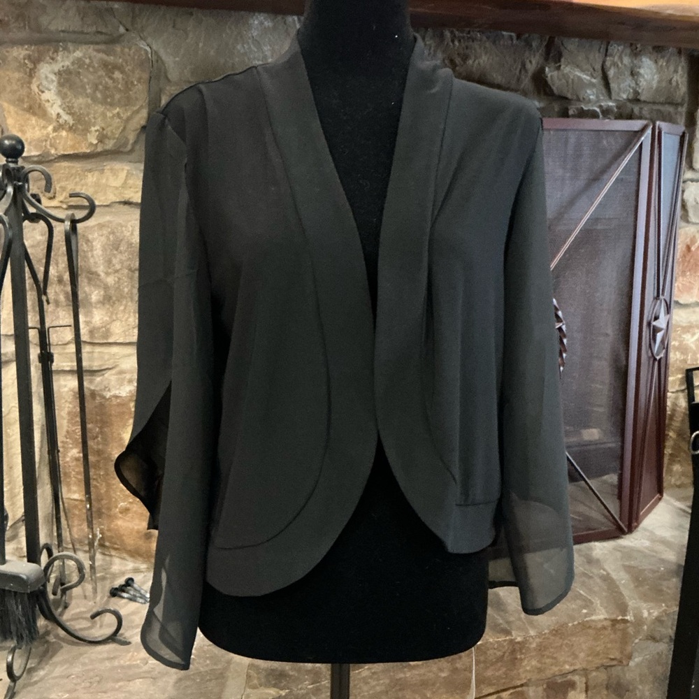 Nina Leonard Sheer Open-Front Jacket – Size M